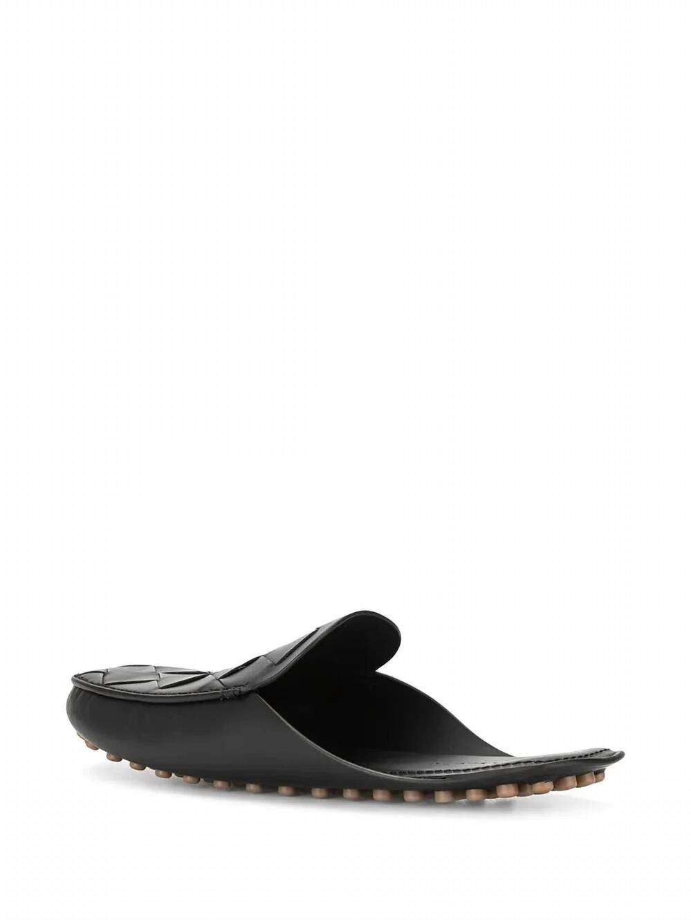NEW BOTTEGA VENETA men's intrecciato leather mules in black - Picture 3 of 4